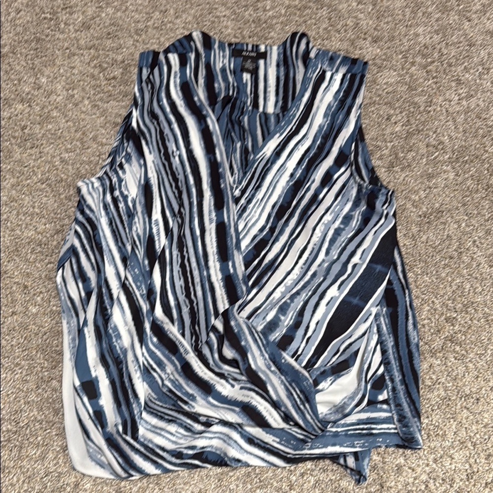 Alfani Navy and White Striped Blouse